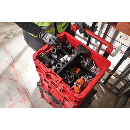 PACKOUT Low-Profile Crate, 15" x 18-5/8" x 6-5/8", Black/Red Cam Industrial