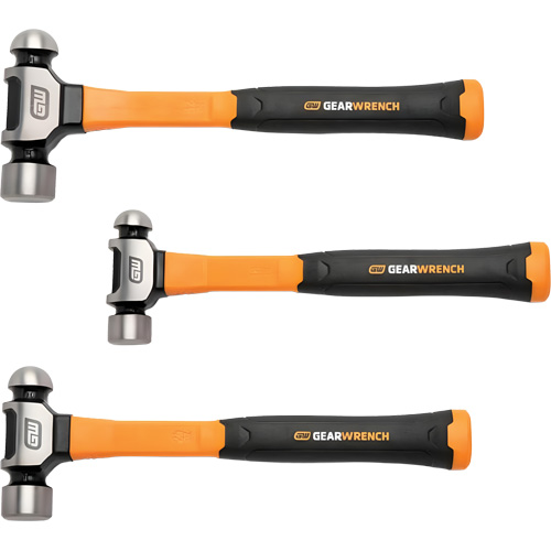 Ball Pein Hammers with Fiberglass Handles Set, 3 Pieces Cam Industrial