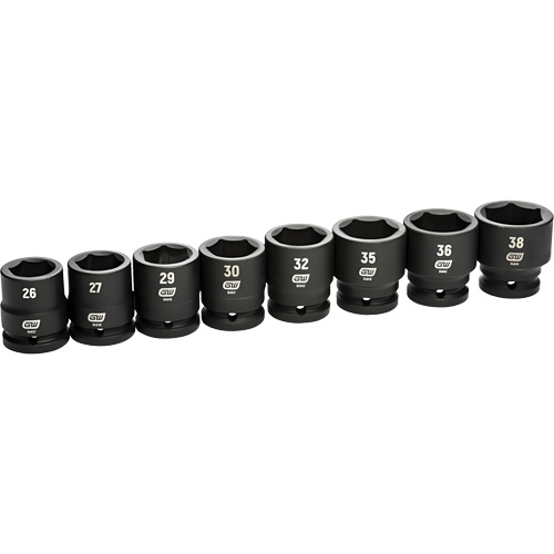 6-Point Metric Socket Set, 8 Pcs, Impact, 3/4" Drive Size Cam Industrial