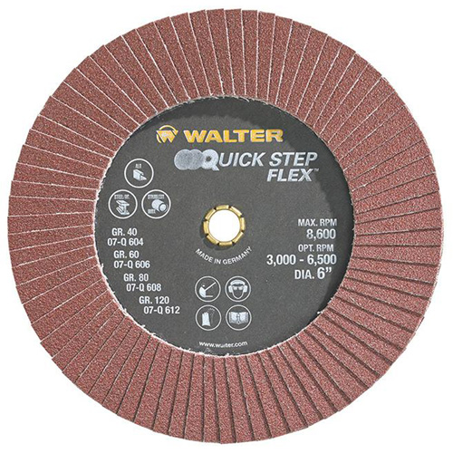 QUICK-STEP FLEX Flap Disc, 6" x Type 29, 80 Grit, Aluminum Oxide Cam Industrial