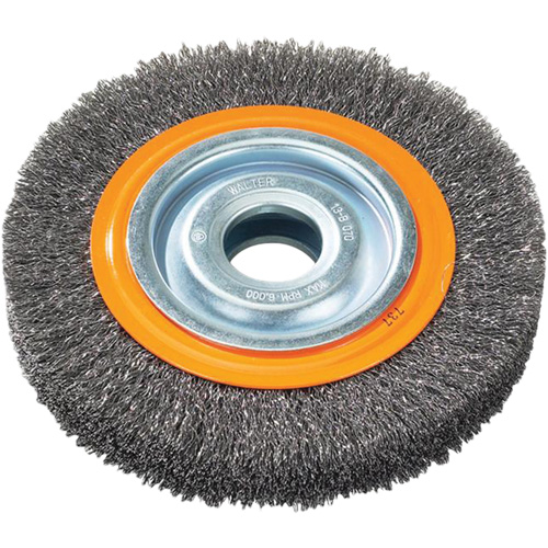 Brosse rotative, 7" dia., Fils 0,118", Arbre 1-1/4" Cam Industrial