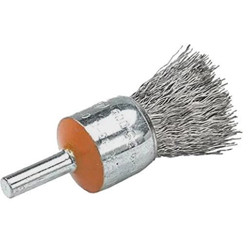Mounted End Brush with Crimped Wires, 1/2", 0.02" Fill, 1/4" Shank Cam Industrial