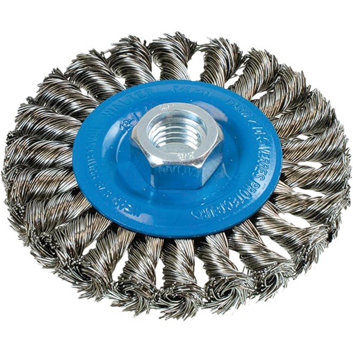 Brosse rotative &agrave; fils nou&eacute;s large, Arbre 5/8"-11, Acier Cam Industrial