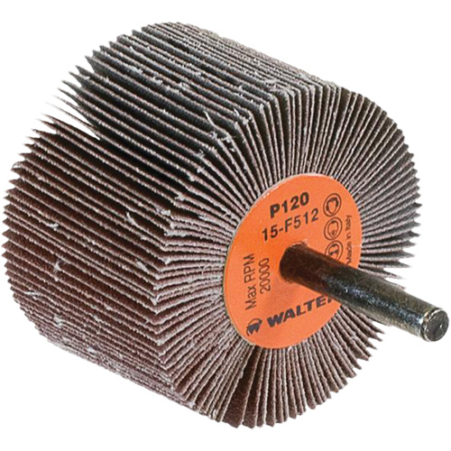 Flap Wheels-Coolcut Flap Wheels, Aluminum Oxide, 120 Grit, 2-1/2" x 1-1/2" x 1/4" Cam Industrial