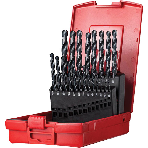 Jobber Length Drill Bit Set, 19 Pieces, High Speed Steel Cam Industrial
