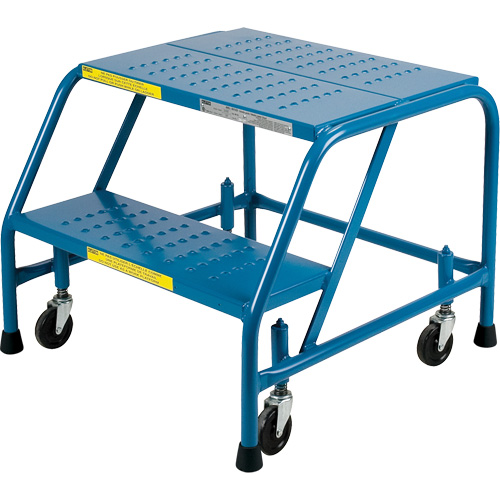 Rolling Step Ladder, 2 Steps, 18" Step Width, 19" Platform Height, Steel Cam Industrial