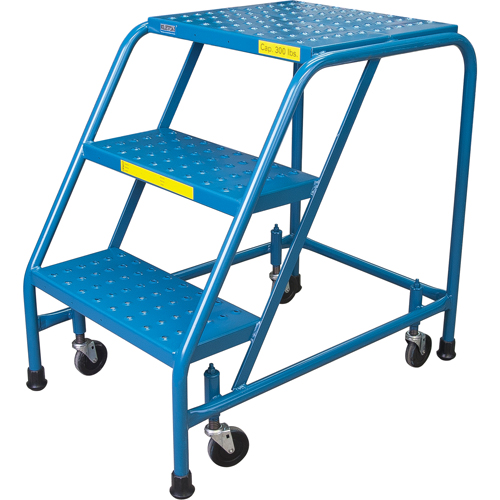 Escabeau roulant, 3 marches, Largeur de la marche 18", Hauteur de la plateforme 28", Acier Cam Industrial