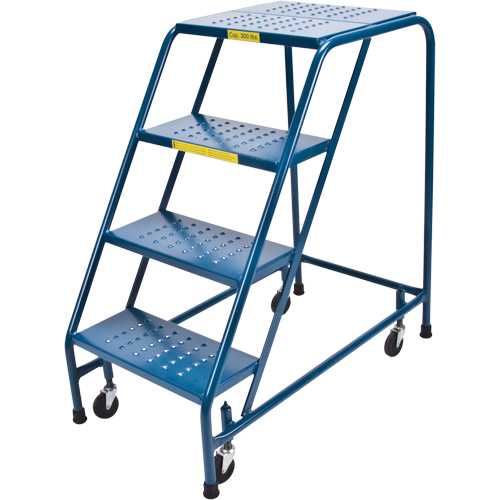 Rolling Step Ladder, 4 Steps, 18" Step Width, 37" Platform Height, Steel Cam Industrial