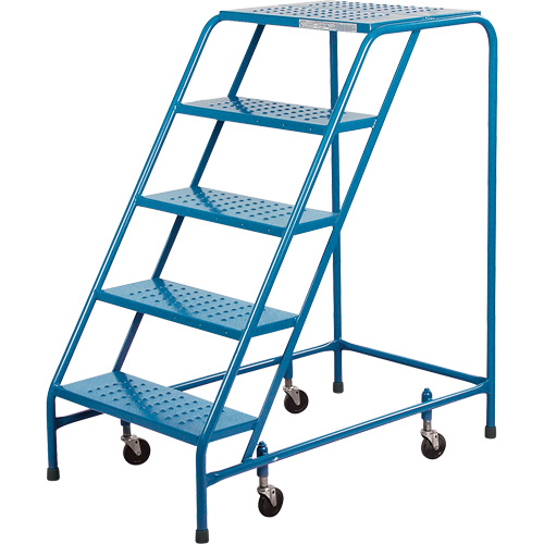 Escabeau roulant, 5 marches, Largeur de la marche 18", Hauteur de la plateforme 46", Acier Cam Industrial