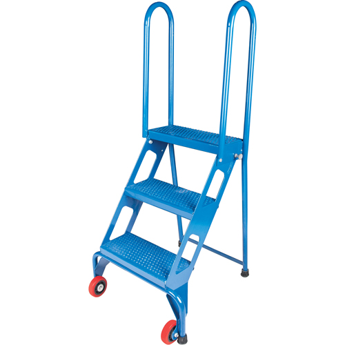 Portable Folding Ladder, 3 Steps, Perforated, 30" High Cam Industrial