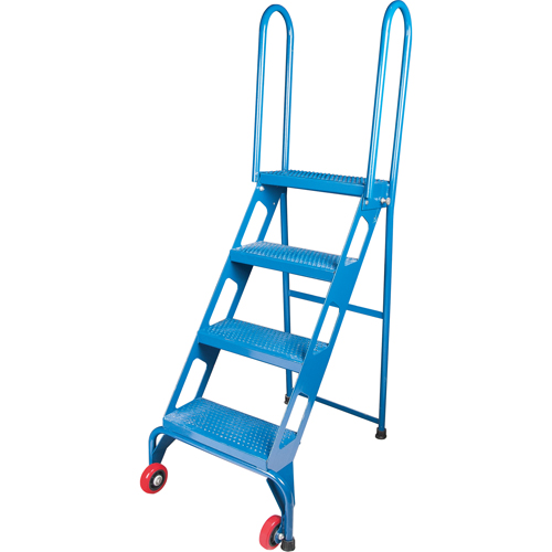 Portable Folding Ladder, 4 Steps, Perforated, 40" High Cam Industrial