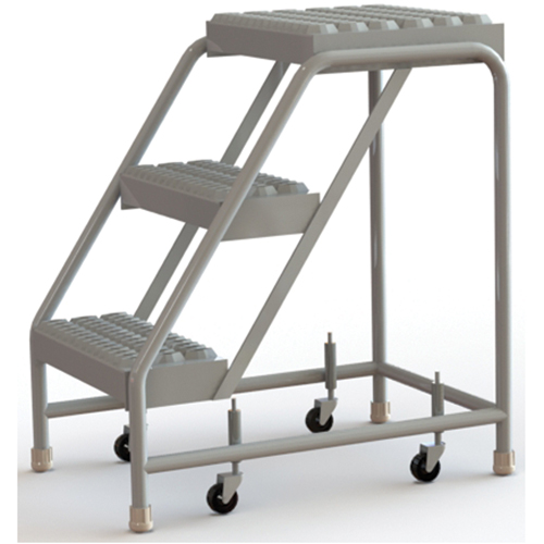 &eacute;chelles roulantes, 3 marches, Largeur de la marche 16", Hauteur de la plateforme 30", Aluminium Cam Industrial