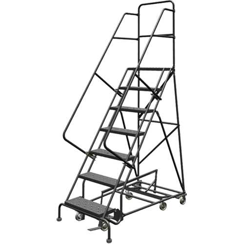 &eacute;chelles roulantes multidirectionnelles, 7 marches, Largeur de la marche 24", Hauteur de la plateforme 70", Acier Cam Industrial