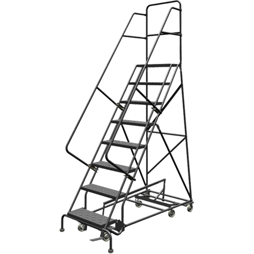 All Directional Rolling Ladder, 8 Steps, 24" Step Width, 80" Platform Height, Steel Cam Industrial