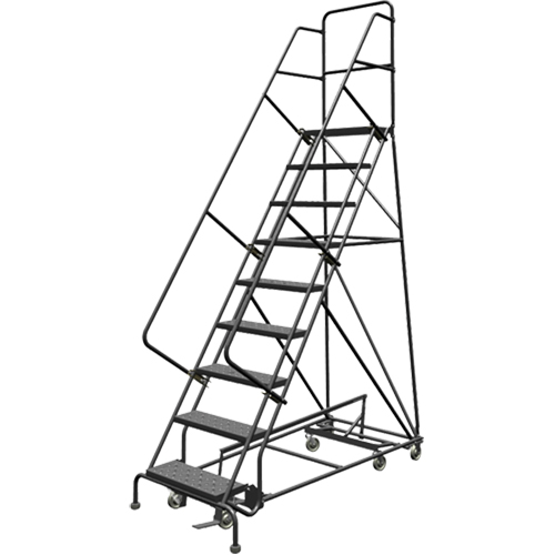 All Directional Rolling Ladder, 9 Steps, 24" Step Width, 90" Platform Height, Steel Cam Industrial