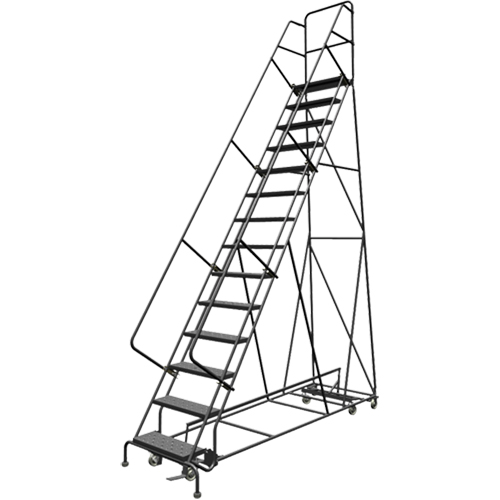&eacute;chelles roulantes multidirectionnelles, 14 marches, Largeur de la marche 24", Hauteur de la plateforme 140", Acier Cam Industrial