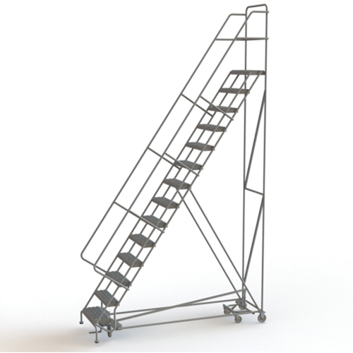 &eacute;chelles roulantes multidirectionnelles, 14 marches, Largeur de la marche 24", Hauteur de la plateforme 140", Acier Cam Industrial