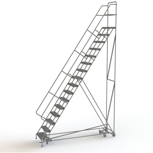 All Directional Rolling Ladder, 16 Steps, 24" Step Width, 160" Platform Height, Steel Cam Industrial