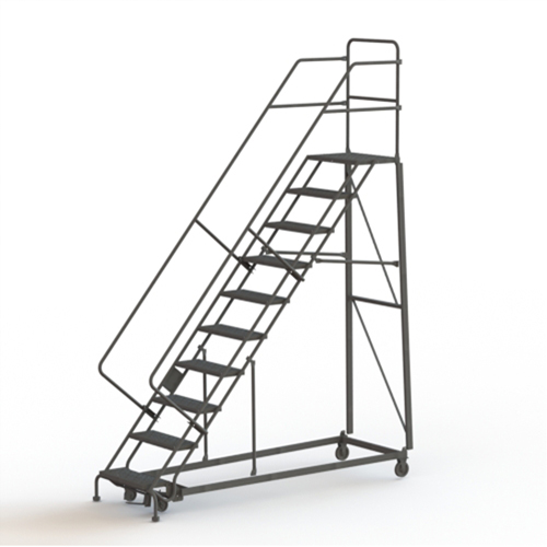 Heavy Duty Safety Slope Ladder, 10 Steps, Perforated, 50° Incline, 100" High Cam Industrial