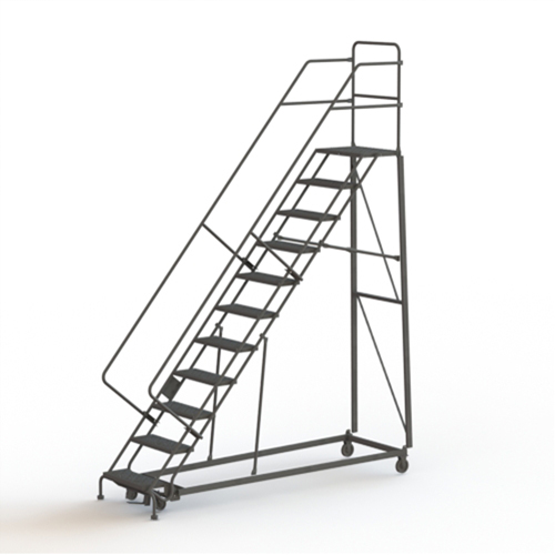 Heavy Duty Safety Slope Ladder, 11 Steps, Perforated, 50° Incline, 110" High Cam Industrial