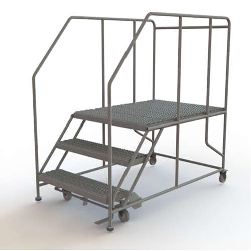 Plateforme de travail mobile, Acier, 3 Marches, 30" ha, 48" p, 36" Marche, Stri&eacute; Cam Industrial
