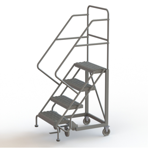 Safety Slope Rolling Ladder, 4 Steps, Serrated, 50° Incline, 40" High Cam Industrial