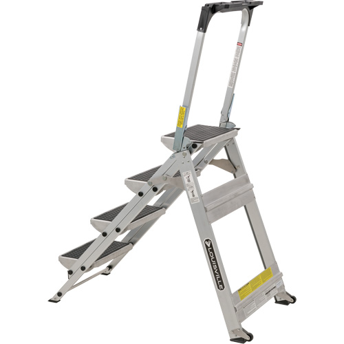 Tilt & Roll Step Stool Ladder, 4 Steps, 44.25" x 22.13" x 59" High Cam Industrial