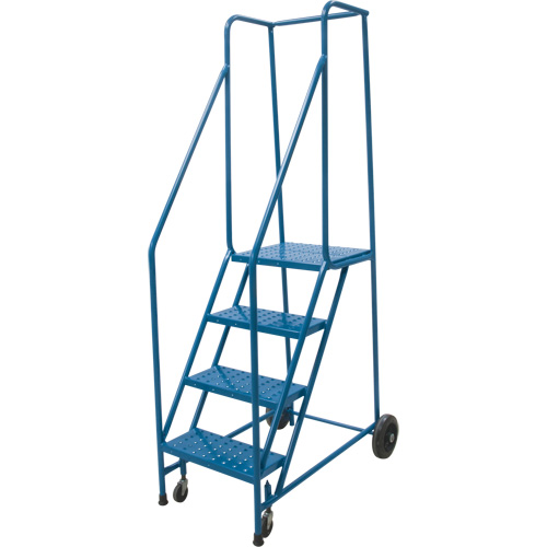 Rolling Step Ladder, 4 Steps, 18" Step Width, 37" Platform Height, Steel Cam Industrial