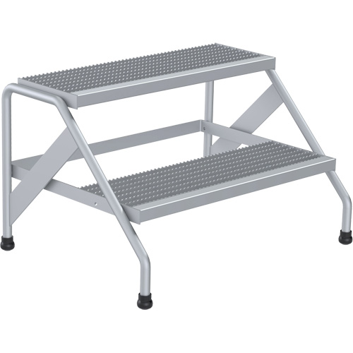 Aluminum Step Stand, 2 Step(s), 32-13/16" W x 24-9/16" L x 20" H, 500 lbs. Capacity Cam Industrial