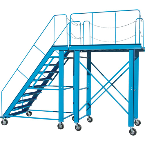 Snow Ladder, Steel, 10 Steps, 99" H, 85-1/2" D, 48" Step, Serrated Cam Industrial