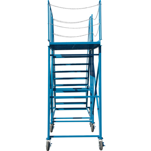 Snow Ladder, Steel, 10 Steps, 99" H, 85-1/2" D, 48" Step, Serrated Cam Industrial