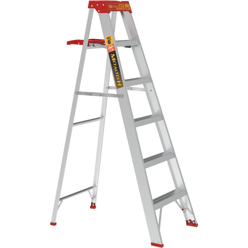 Step Ladder with Paint Tray, 6', Aluminum, 200 lbs. Capacity, Type 3 Cam Industrial