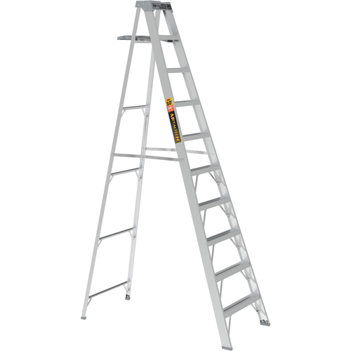 Step Ladder with Paint Tray, 10', Aluminum, 225 lbs. Capacity, Type 2 Cam Industrial