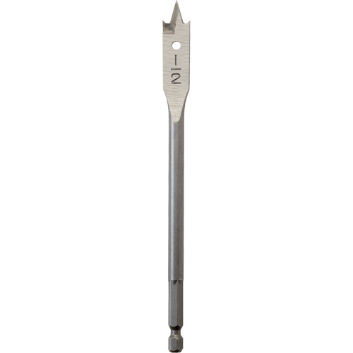 Flat Boring Bit, 1/2" Diameter, 1/4" Hex Shank, 6" Length Cam Industrial