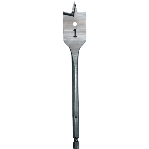 Flat Boring Bit, 1" Diameter, 1/4" Hex Shank, 6" Length Cam Industrial
