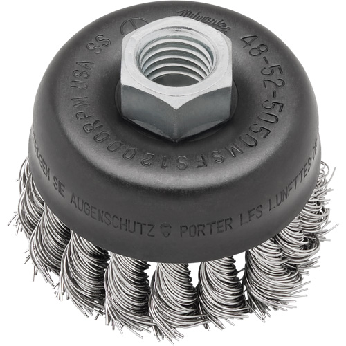 Brosse boisseau &agrave; fil nou&eacute;, 3" dia. x 5/8"-11 arbre Cam Industrial