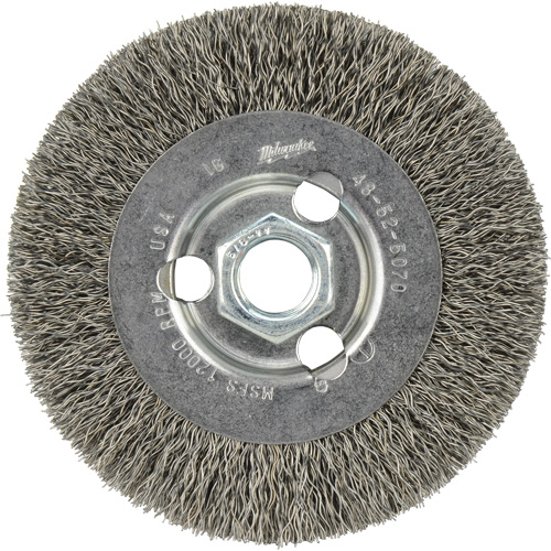 Crimped Wire Wheel, 4" Dia., 0.12" Fill, 5/8"-11 Arbor Cam Industrial