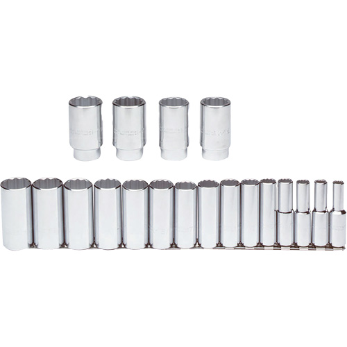 Jeu de douilles, 19 Mcx, Prise de 1/2", Profond Cam Industrial
