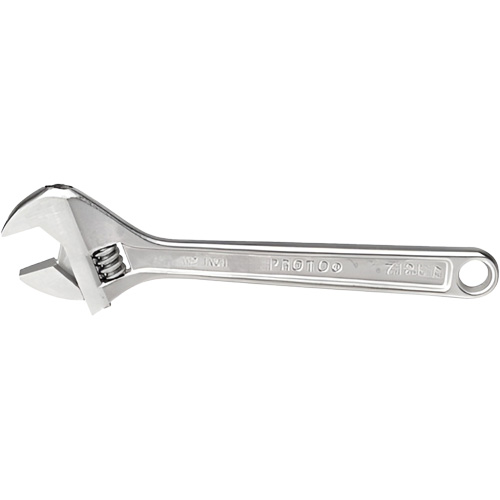 Adjustable Wrench, 12-1/8" L, 1-19/32" Max Width, Chrome Cam Industrial