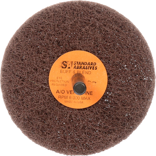 Standard Abrasives Buff & Blend Wheel, 3" Dia. x 1" W, 1/4" Arbor, Aluminum Oxide Cam Industrial