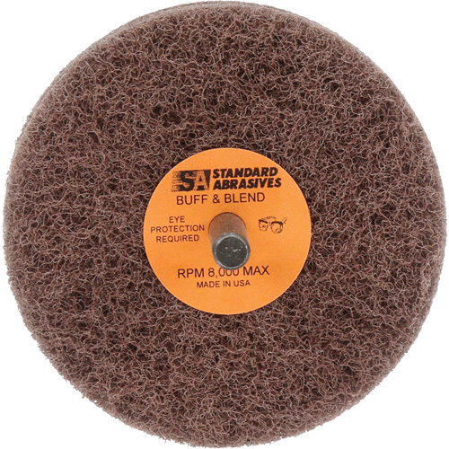 Standard Abrasives Buff & Blend Wheel, 3" Dia. x 2" W, 1/4" Arbor, Aluminum Oxide Cam Industrial