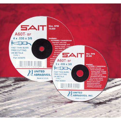 Meule &agrave; tronçonner, 5" x 0,045", Arbre de 7/8", Type 27, Oxyde d'aluminium/C&eacute;ramique, 12 200 Tr/min Cam Industrial