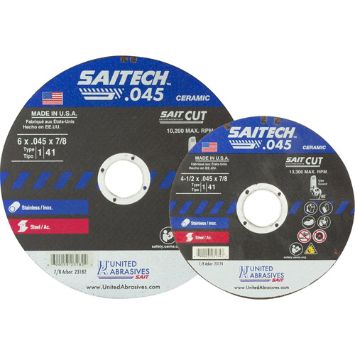 Meule &agrave; tronçonner, 14" x 0,045", Arbre de 5/8", Type 1, Oxyde d'aluminium/C&eacute;ramique, 19000 Tr/min Cam Industrial