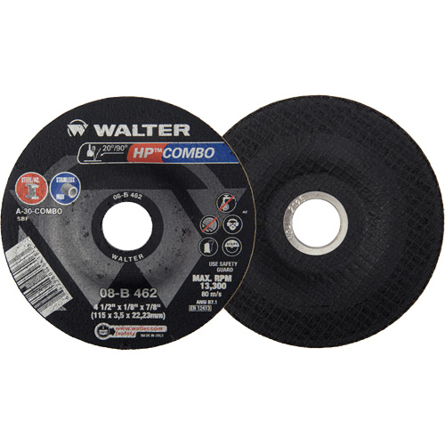 HP Combo Depressed Center Combination Wheel, 4-1/2" x 1/8", 7/8" Arbor, Type 27 Cam Industrial