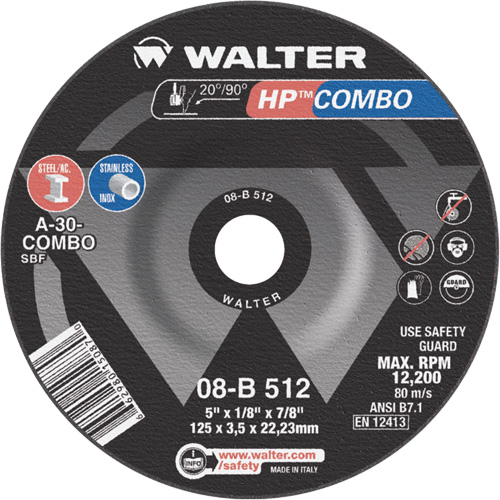 HP Combo Depressed Center Combination Wheel, 5" x 1/8", 7/8" Arbor, Type 27 Cam Industrial