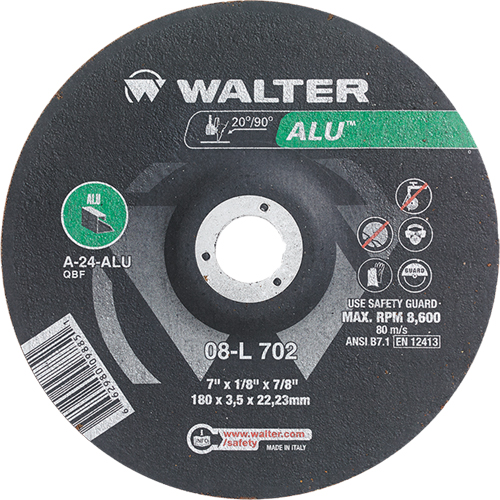 Depressed Centre Grinding Wheels - Aluminium Type 27, 7" x 1/8", 7/8" Arbor, Type 27 Cam Industrial