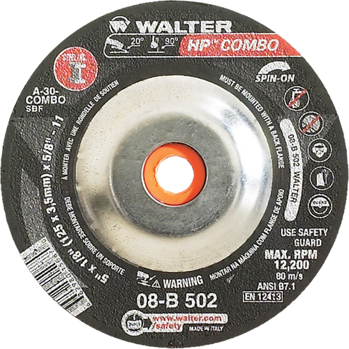 HP Combo Spin-On Combination Wheel, 5" x 1/8", 5/8"-11 Arbor, Type 27S Cam Industrial