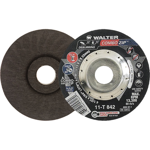 Meules &agrave; tronçonner renforc&eacute;es pour meuleuse &agrave; angle droit - Combo Zip, 4-1/2" x 5/64", Arbre de 7/8", Type 27 Cam Industrial