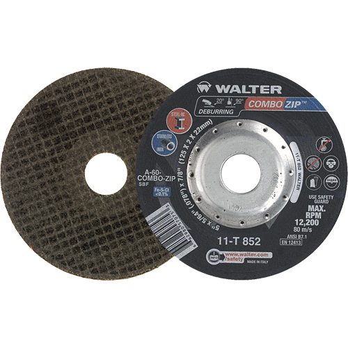 Right Angle Grinder Reinforced Cut-Off Wheels - Combo Zip, 5" x 5/64", 7/8" Arbor, Type 27 Cam Industrial