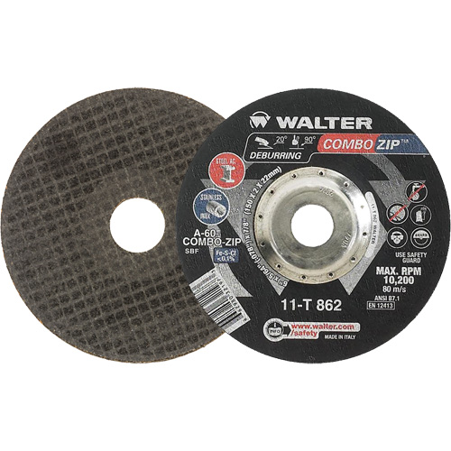Right Angle Grinder Reinforced Cut-Off Wheels - Combo Zip, 6" x 5/64", 7/8" Arbor, Type 27 Cam Industrial